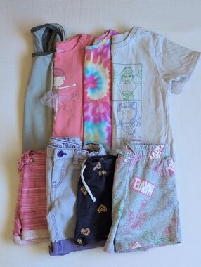 Gap Joe Fresh 3T Graphic Tee Tie Dye & Denim Shorts Outfit Lot 8Pc Summer